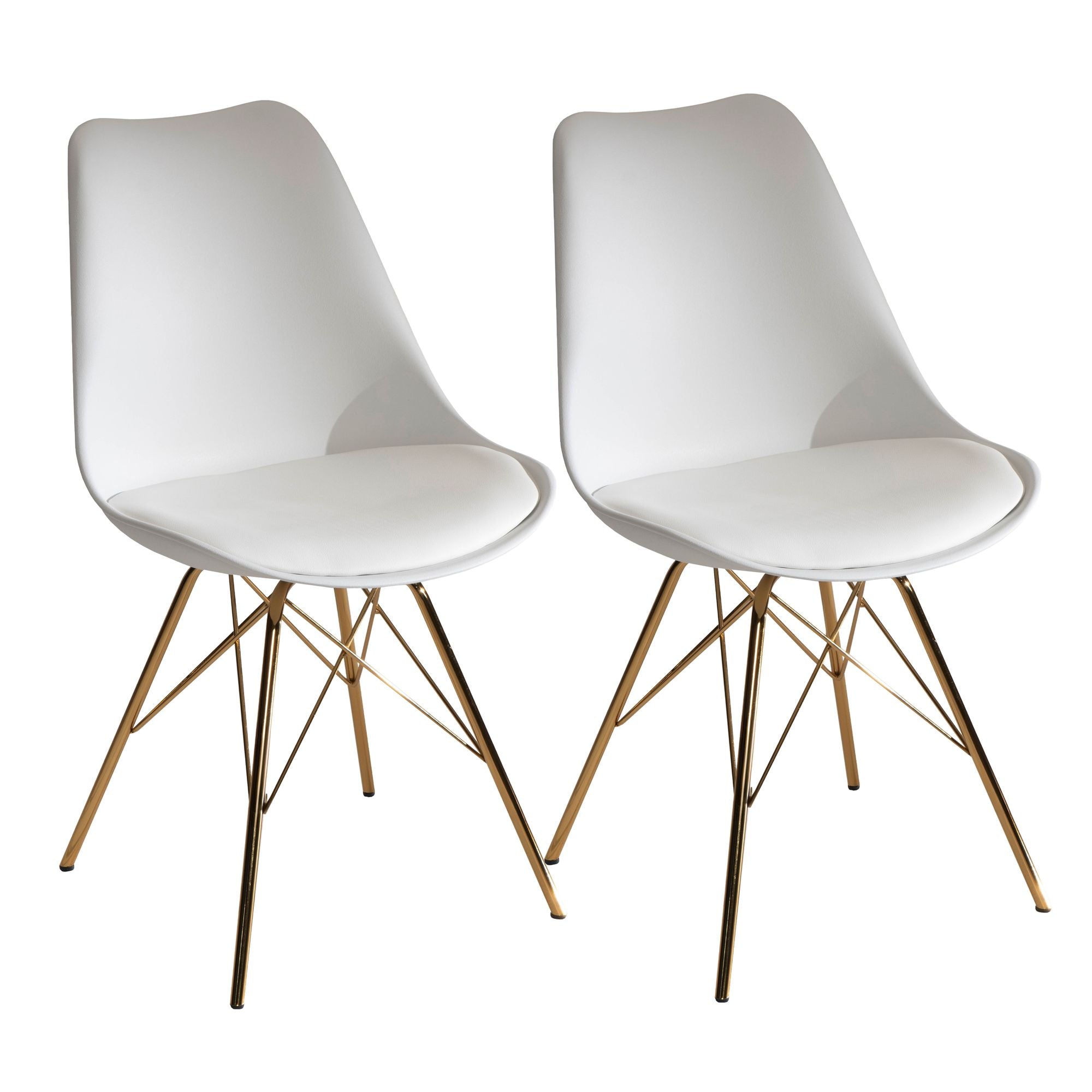 Nancy's Silgueiros Eetkamerstoelen - Set van 2 - Wit / Goud - Kunstleer