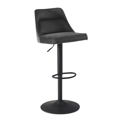 Nancy's Vouzela Bar Stool - Bar Chair - Gray / Black - Velvet - 45 x 51 x 86-106 cm