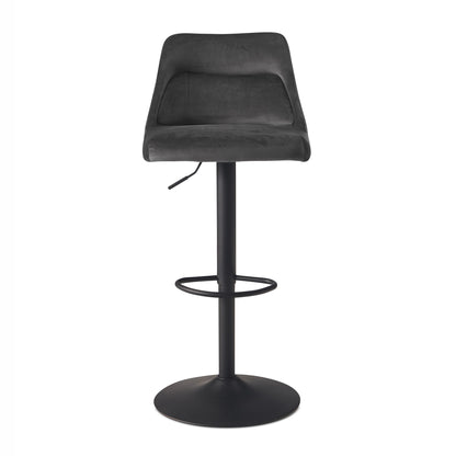 Nancy's Vouzela Bar Stool - Bar Chair - Gray / Black - Velvet - 45 x 51 x 86-106 cm