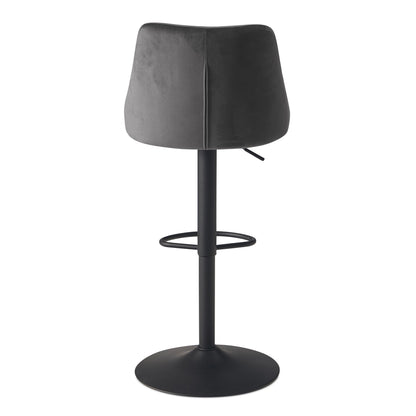 Nancy's Vouzela Bar Stool - Bar Chair - Gray / Black - Velvet - 45 x 51 x 86-106 cm