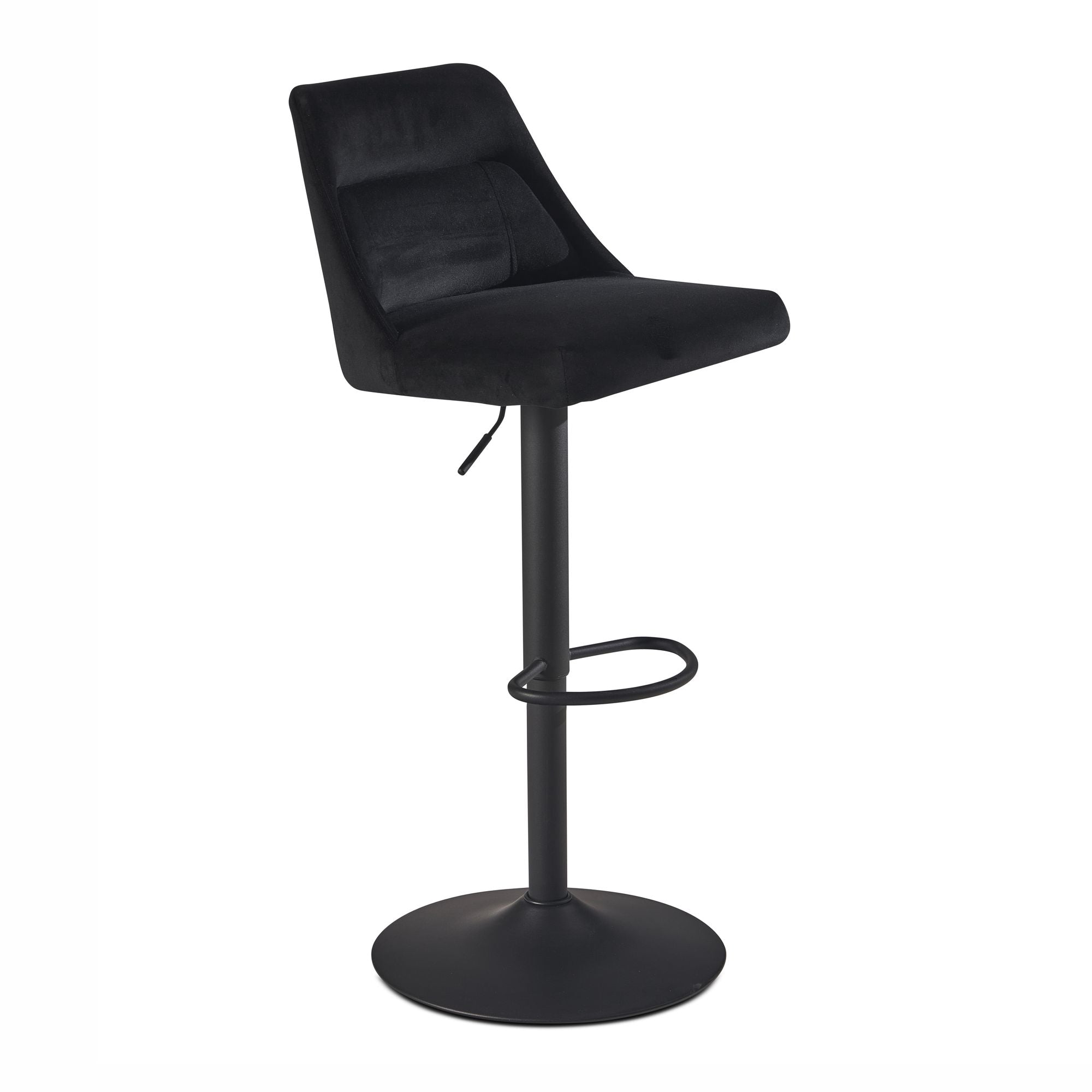 Nancy's Vouzela Bar Stool - Bar Chair - Black - Velvet - 45 x 51 x 86-106 cm