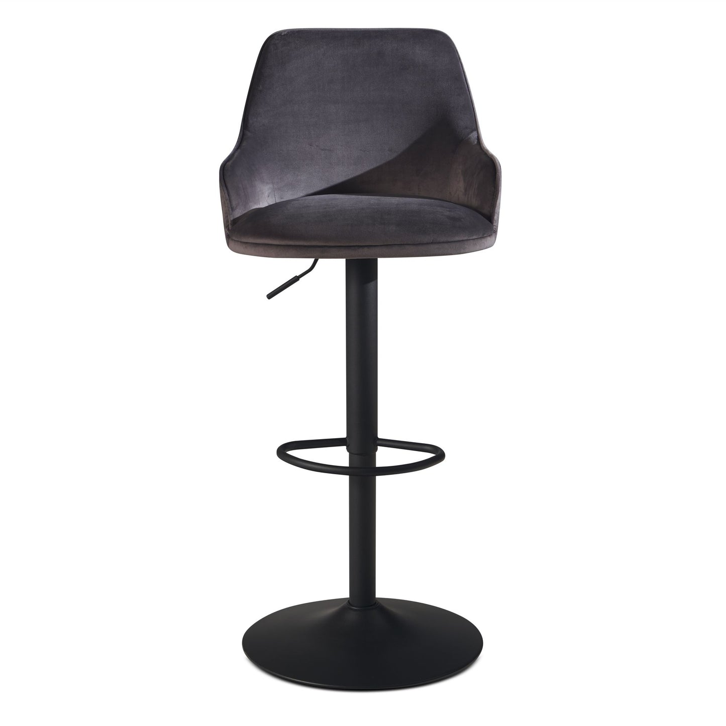 Tabouret de bar Nancy's Igreja - Chaise de bar - Hauteur réglable - Gris / Noir - Velours - 45 x 45 x 86-106 cm