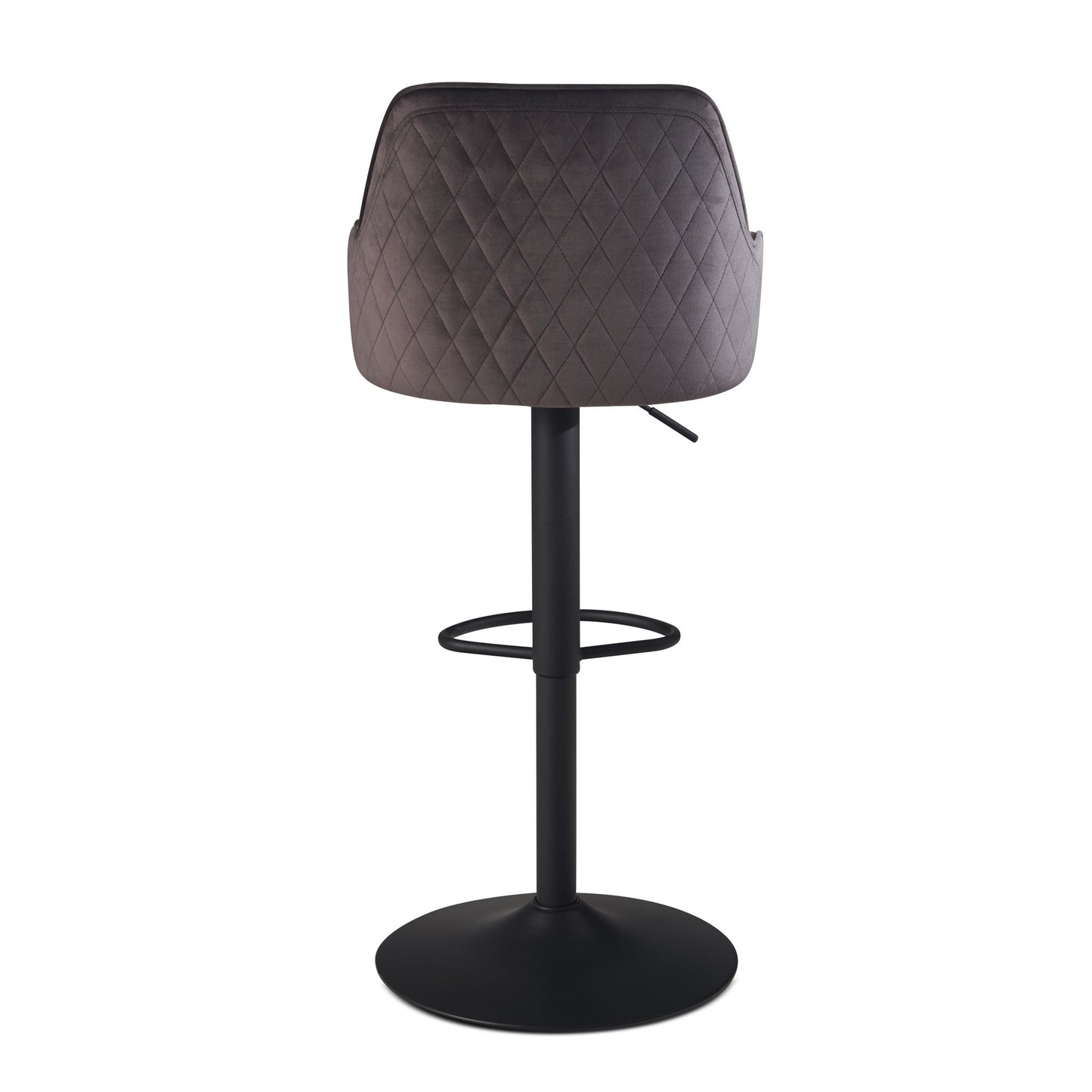 Tabouret de bar Nancy's Igreja - Chaise de bar - Hauteur réglable - Gris / Noir - Velours - 45 x 45 x 86-106 cm