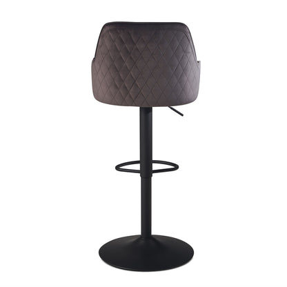 Tabouret de bar Nancy's Igreja - Chaise de bar - Hauteur réglable - Gris / Noir - Velours - 45 x 45 x 86-106 cm