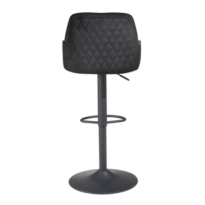 Tabouret de bar Nancy's Igreja - Chaise de bar - Hauteur réglable - Noir - Velours - 45 x 45 x 86-106 cm