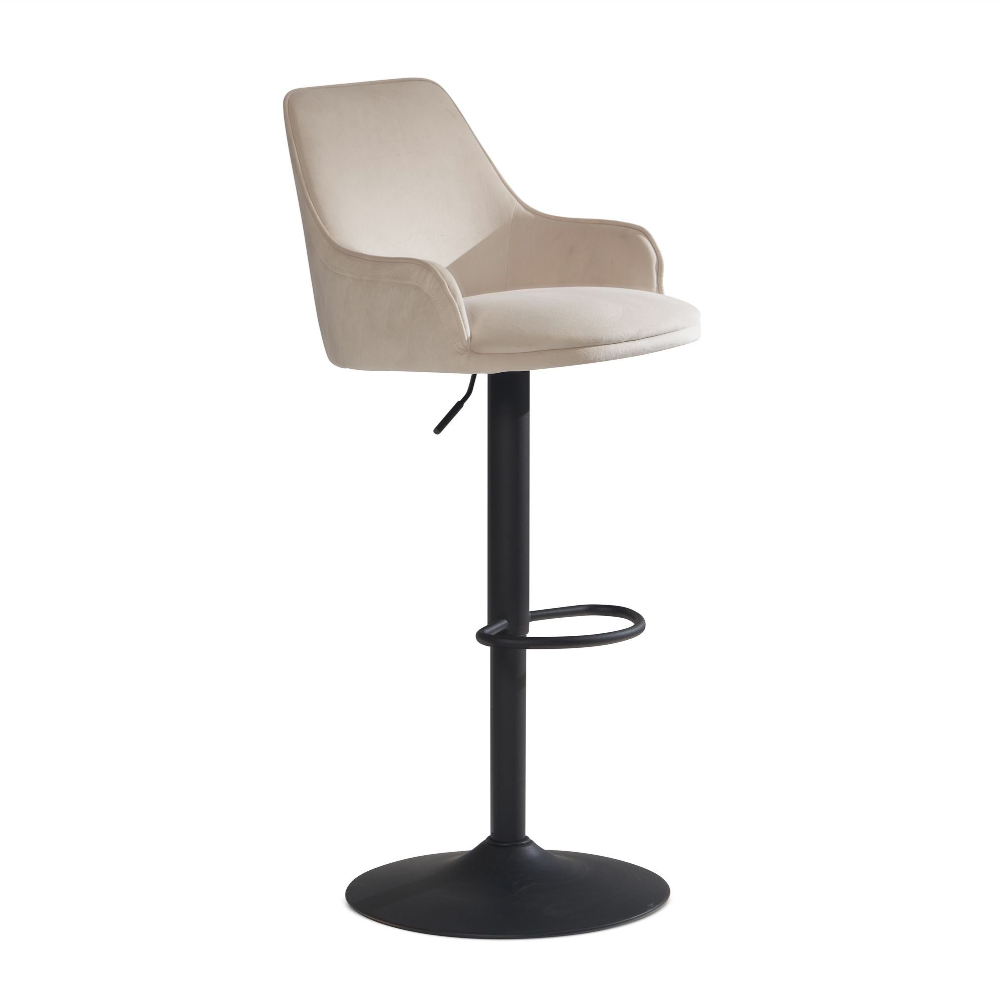 Nancy's Igreja Bar Stool - Bar Chair - Height adjustable - Beige / Black - Velvet - 45 x 45 x 86-106cm