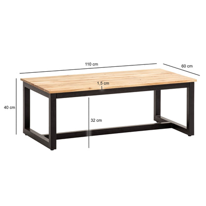 Nancy's Trancozelos Salontafel - Koffietafel - Bruin / Zwart - Massief Acaciahout - 110 x 60 x 40 cm