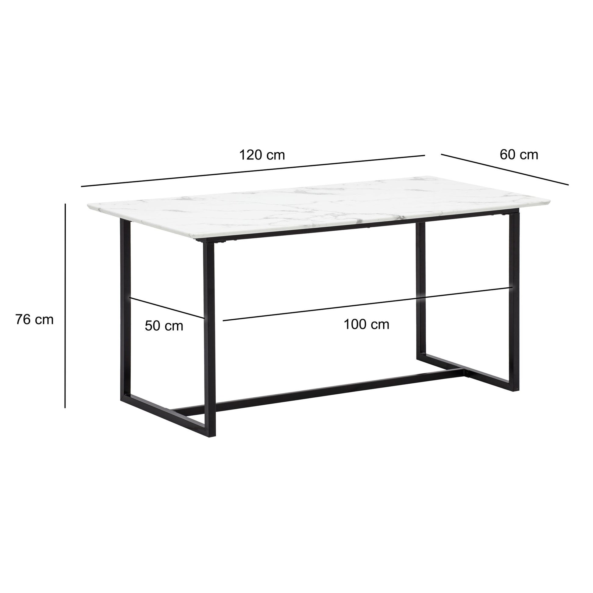 Nancy's Granja Eettafel - Eetkamertafel - Keukentafel - Wit Marmerlook - ± 120 x 60 x 75 cm