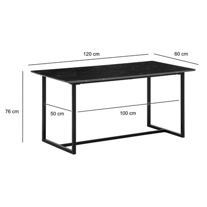 Nancy's Ourozinho Eettafel - Eetkamertafel - Keukentafel - Zwart Marmerlook - ± 120 x 60 x 75 cm