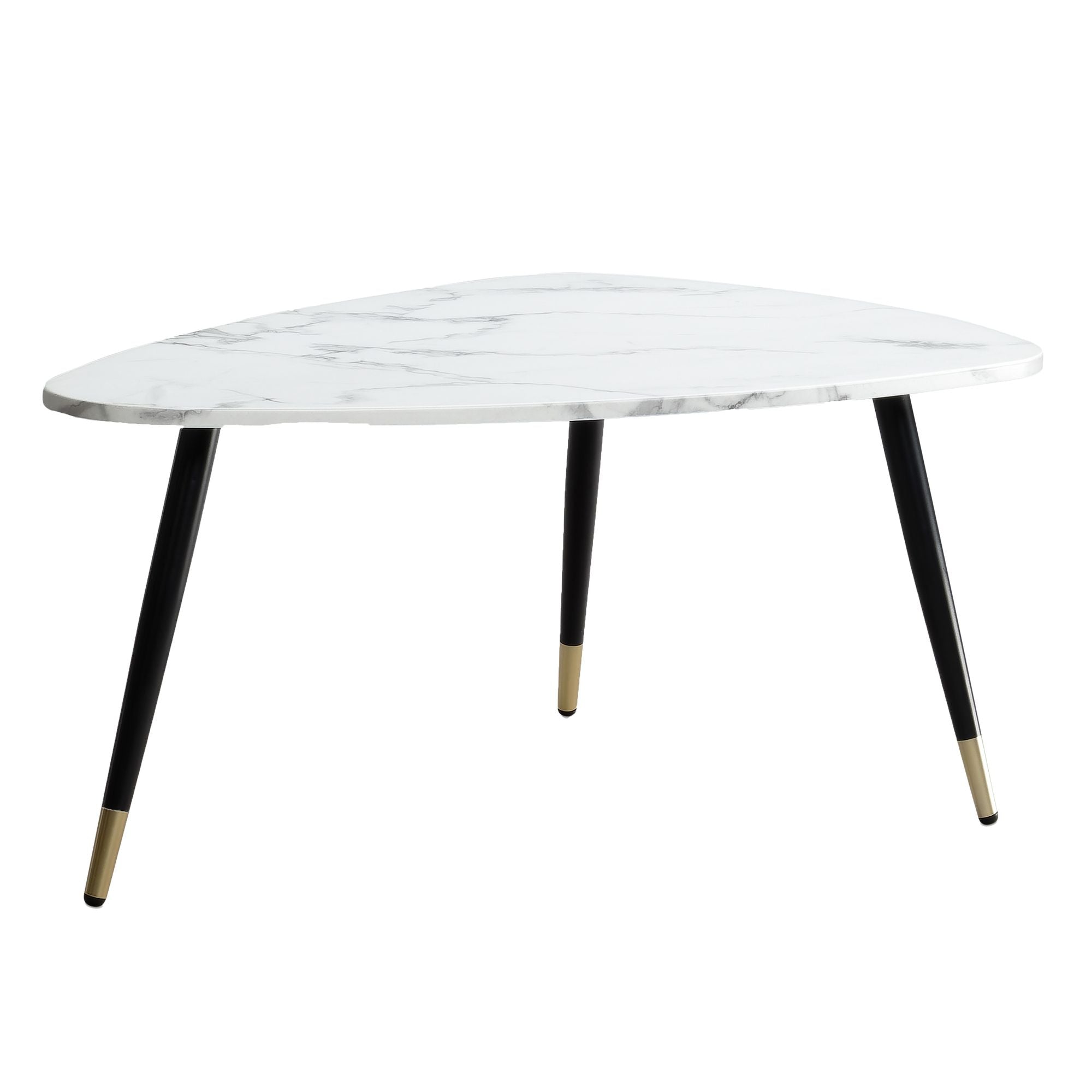 Nancy's Bordeira Salontafel - Koffietafel - Wit Marmerlook - Zwart / Goud - ± 90 x 40 x 60 cm