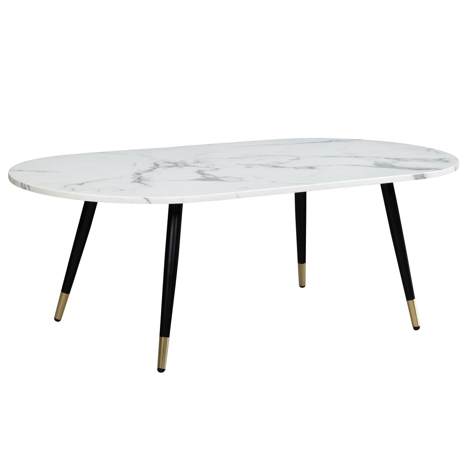 Nancy's Sendim Salontafel - Koffietafel - Wit Marmerlook / Zwart / Goud - ± 120 x 60 x 40 cm