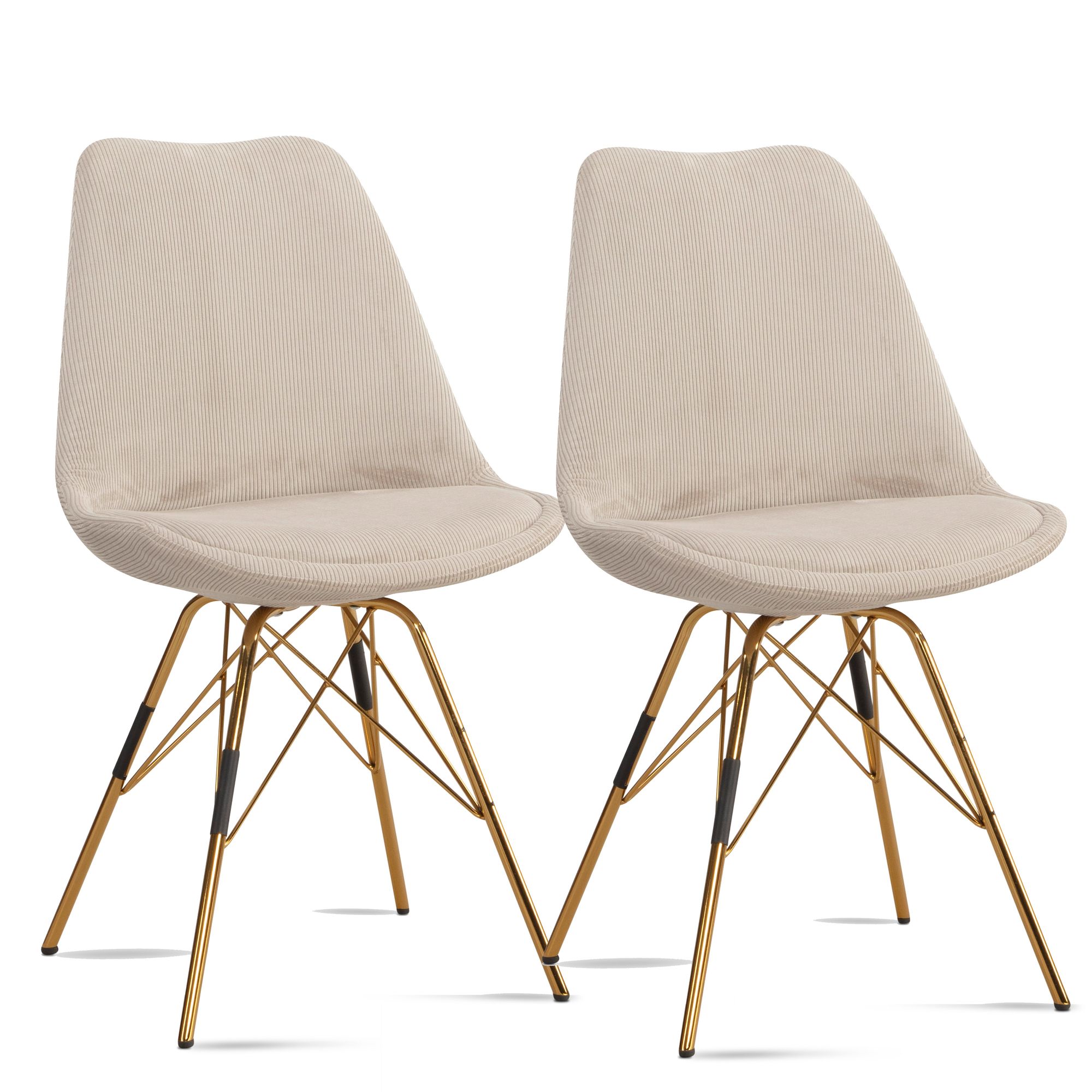 Nancy's Vizela Eetkamerstoelen - Set van 2 - Beige / Goud - Rib stof