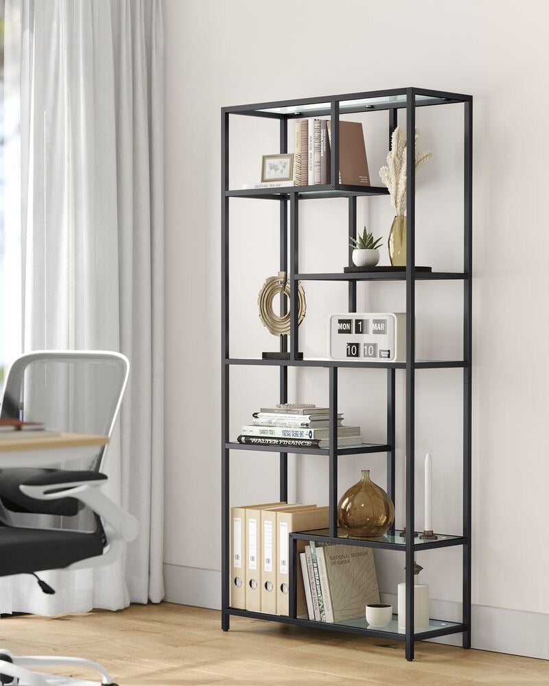 Nancy's Lara Bookcase Gold Transparent - Wall cabinet - Storage cabinet - Standing cabinet - 80 x 30 x 180 cm