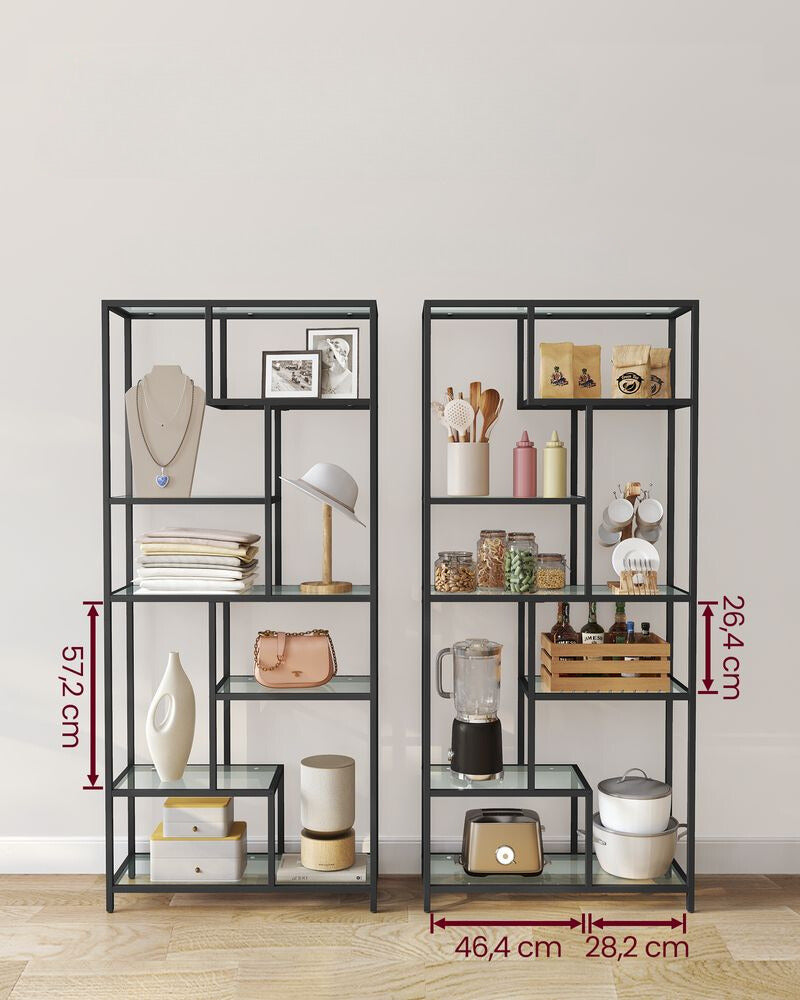 Nancy's Lara Bookcase Gold Transparent - Armoire murale - Armoire de rangement - Armoire sur pied - 80 x 30 x 180 cm