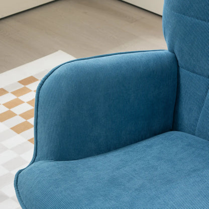 Nancy's Meirinhas Relaxfauteuil met Hocker - Relaxstoel - Loungestoel - Blauw - Ribfluweel