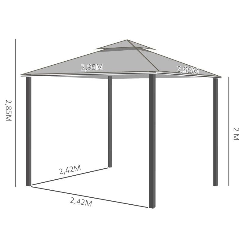 Nancy's Petersfield Paviljoen - Partytent - Tuinpaviljoen - Grijs - ± 300 x 300 cm