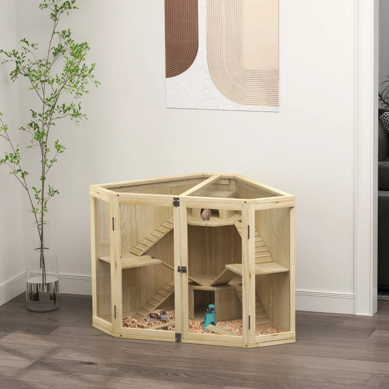 Nancy's Couco Hamsterkooi - Knaagdierenkooi - Hamster Habitat - Dennenhout - ± 115 x 70 x 80 cm