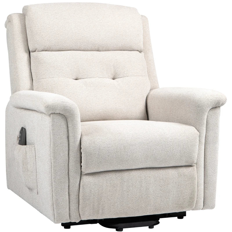 Nancy's Goncalo Sta op stoel - Opsta stoel - Seniorenstoel - Relaxfauteuil - Roomwit - Linnen