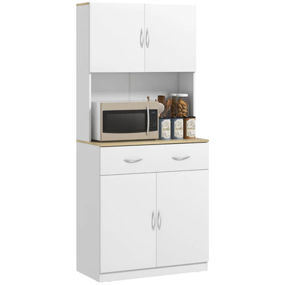 Armoire de cuisine Nancy's Albettone sur pied - Armoire de rangement - Armoire micro-ondes - Blanc - 80 x 40 x 180 cm