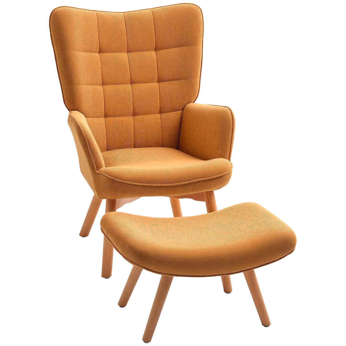 Nancy's Ilha Relaxfauteuil met Hocker - Relaxstoel - Loungestoel - Bruin - Ribfluweel