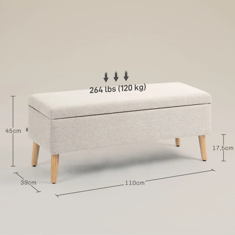 Nancy's Borbela Bench - Hocker - Banc de rangement - Beige - ± 110 x 40 x 45 cm