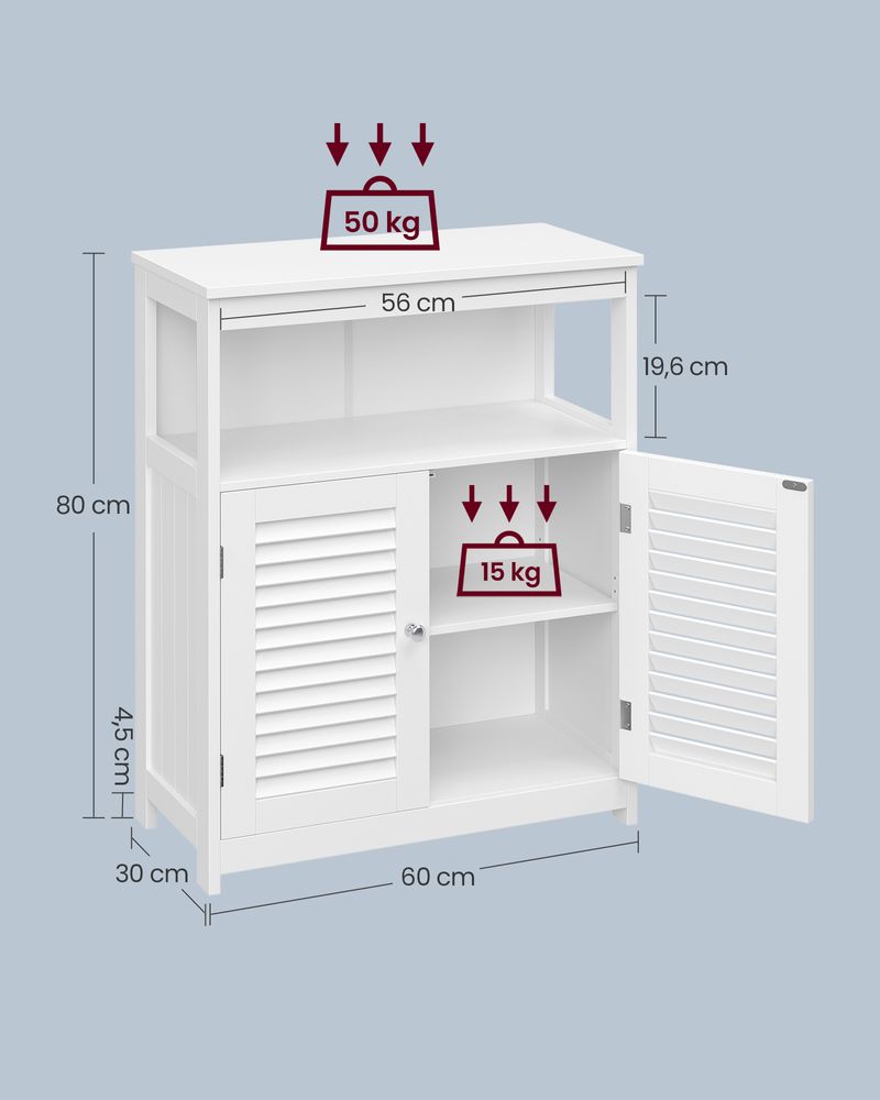 Nancy's Berstinoro Badkamerkast - Badkamermeubel - Wit - 60 x 30 x 80 cm