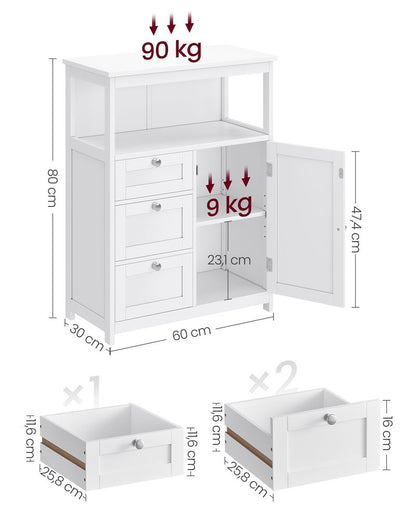 Nancy's Baselga Badkamerkast - Badkamermeubel - Wit - 60 x 30 x 80 cm