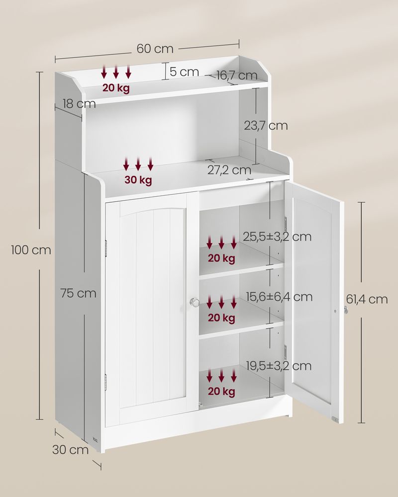 Nancy's Figueiras Badkamerkast - Badkamermeubel - Wit - 60 x 30 x 100 cm