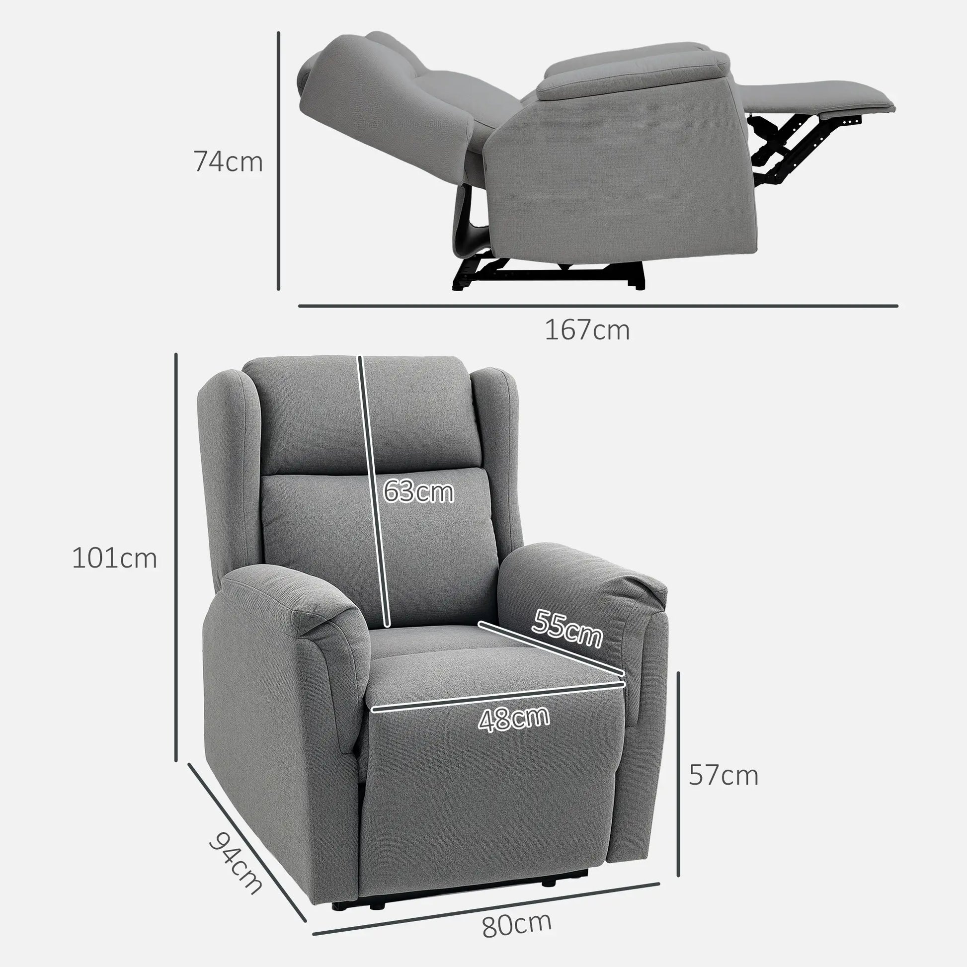 Nancy's Gondufe Relaxfauteuil - Relaxstoel - Loungestoel - Verstelbaar - Grijs - Katoen/Linnen