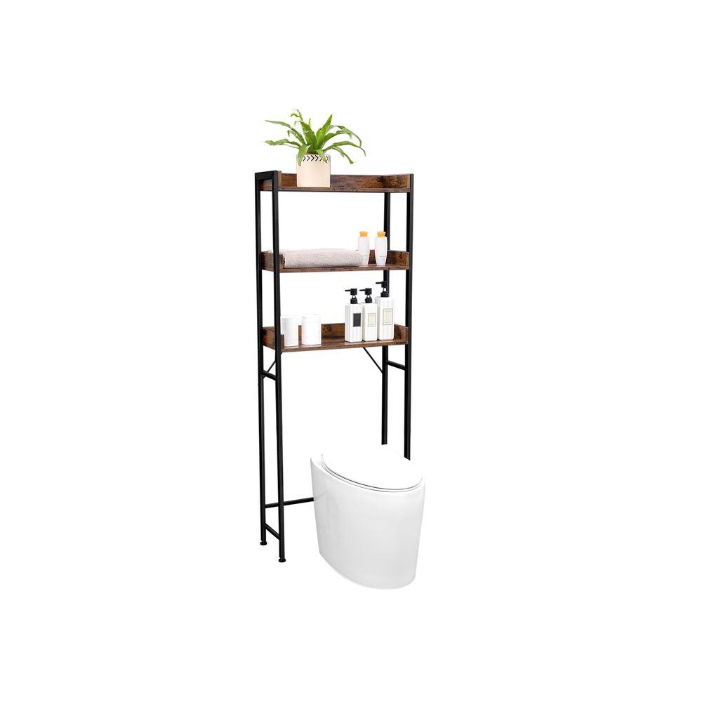 Nancy's Benbenno Toiletkast - Toilet Meubel - Wasmachien Rek - Bruin / Zwart - ± 65 x 25 x 165 cm