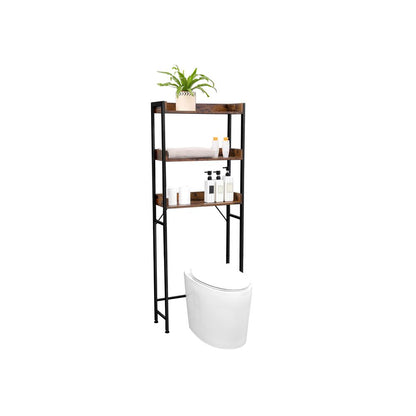 Nancy's Benbenno Toiletkast - Toilet Meubel - Wasmachien Rek - Bruin / Zwart - ± 65 x 25 x 165 cm