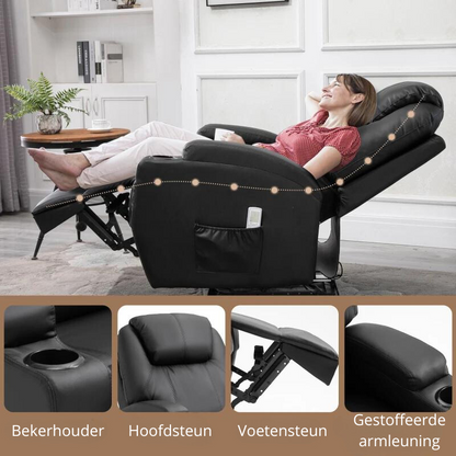 Nancy's Alicudi Massagestoel - Relaxstoel - Relaxfauteuil - Verstelbare Rugleuning - Zwart - Kunstleer