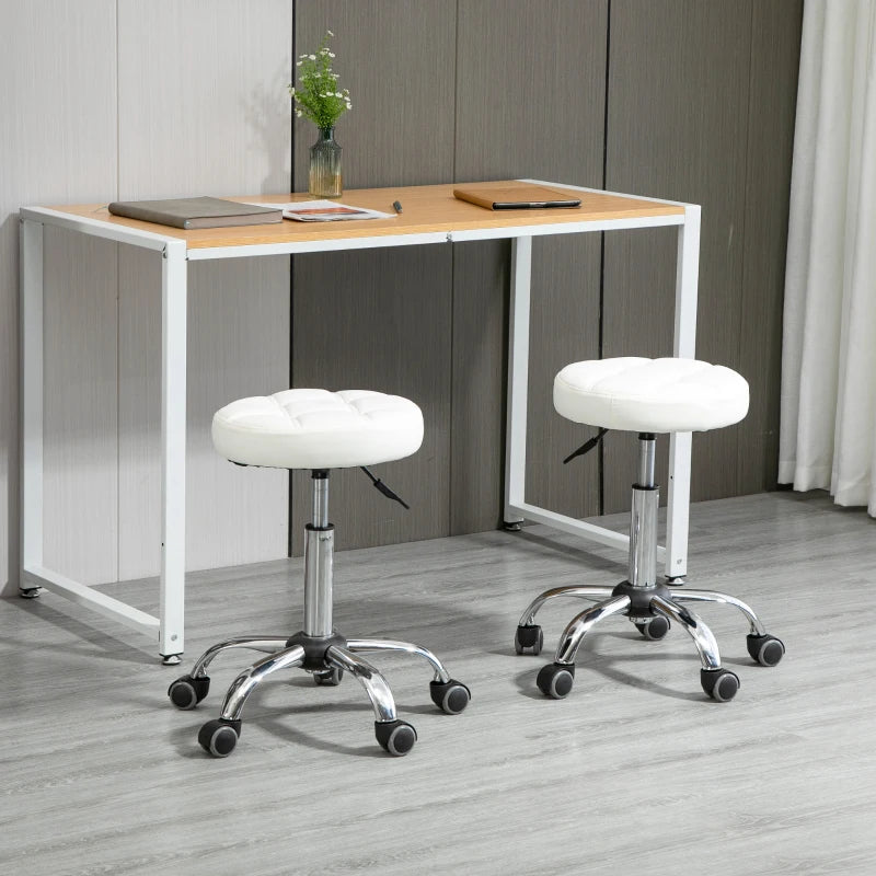 Nancy's Auditore Work Stools - Salon Stools - Set of 2 - Adjustable - Swivel - White - Faux Leather