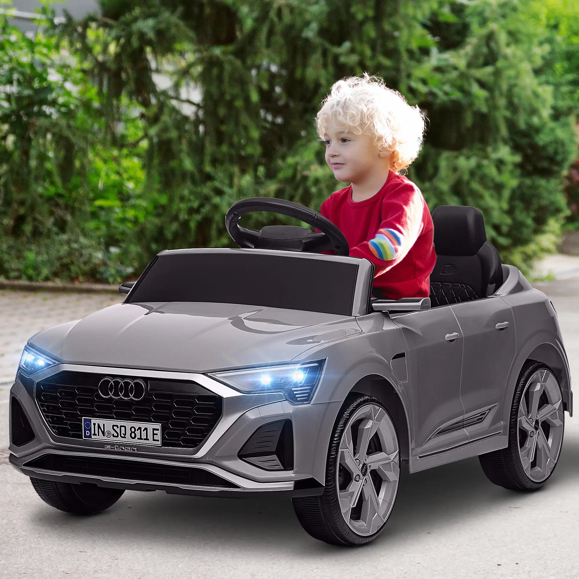 Nancy's Penude Elektrische Kinderauto - Audi Q8 voor Kinderen - Elektrische Auto - Met Verlichting, Muziek en Claxon -Grijs