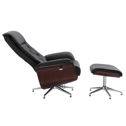 Nancy's Fementoes Relaxfauteuil - Relaxstoel - Ligstoel - Verstelbare Rugleuning - Draaibaar - Met Voetenbank - Zwart - Kunstleer