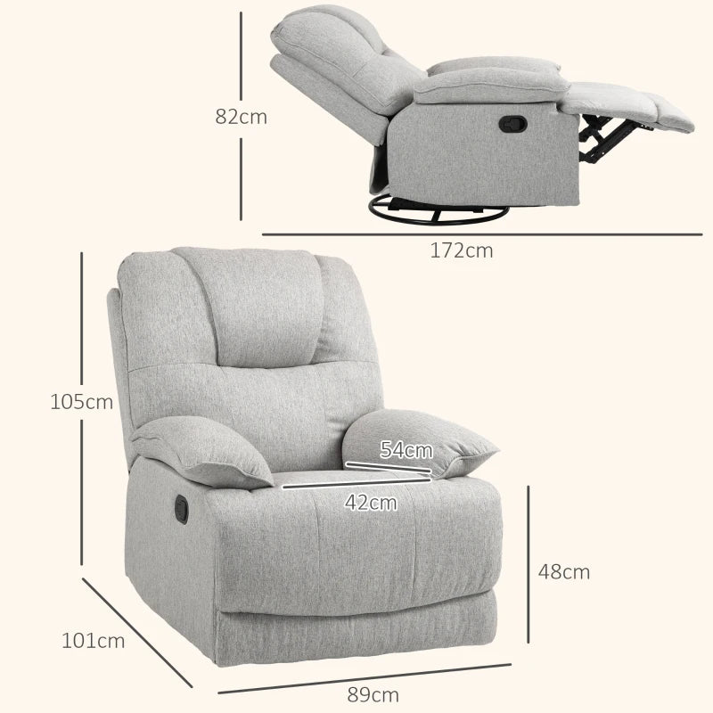 Nancy's Oia Relaxfauteuil - Relaxstoel - Ligstoel - Verstelbare Rugleuning - Grijs - Linnen