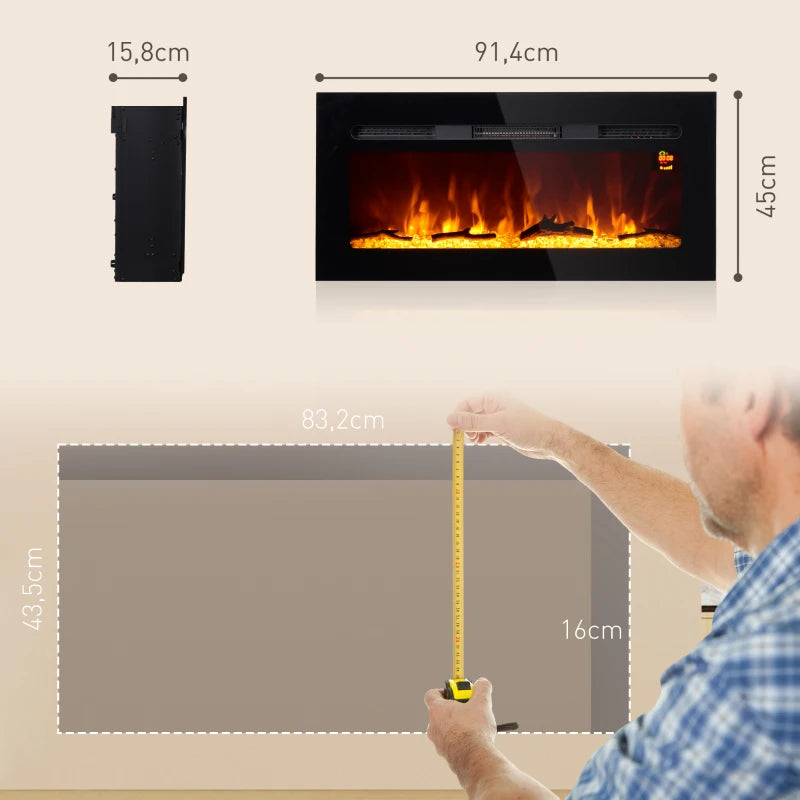 Nancy's Mosteiro Elektrische Haard - Elektrische Verwarming - Afstandsbediening - Timer - Zwart