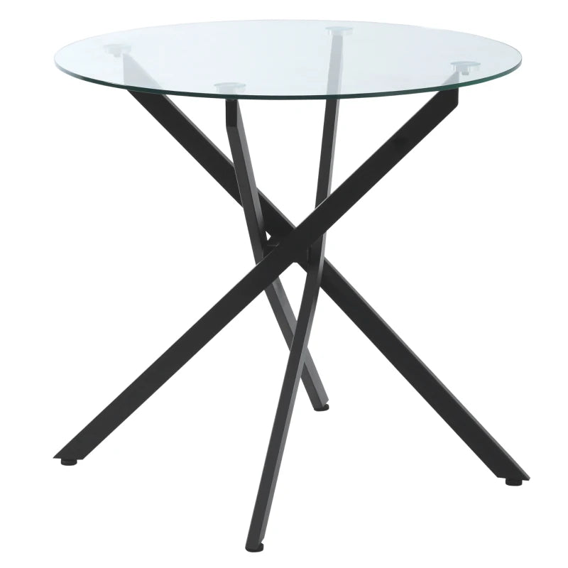 Nancy's Bellagio Dining Table Round - Kitchen Table - Black - Glass / Steel - Ø 80 x 75 cm