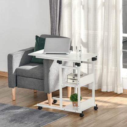 Table d'appoint sur roulettes Nancy's Balasar - Table pour ordinateur portable - Hauteur réglable - Blanc - 80 x 40 x 72-82 cm