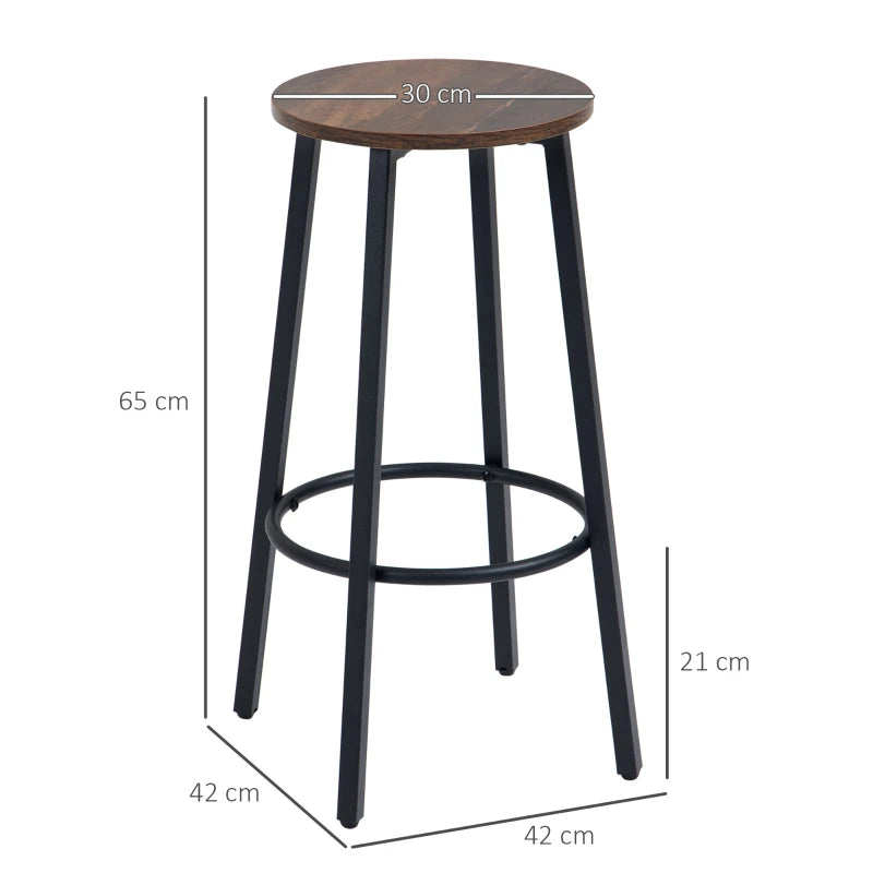 Tabourets de bar Quieira de Nancy - Lot de 2 - Marron / Noir - Ø 42x 65 cm