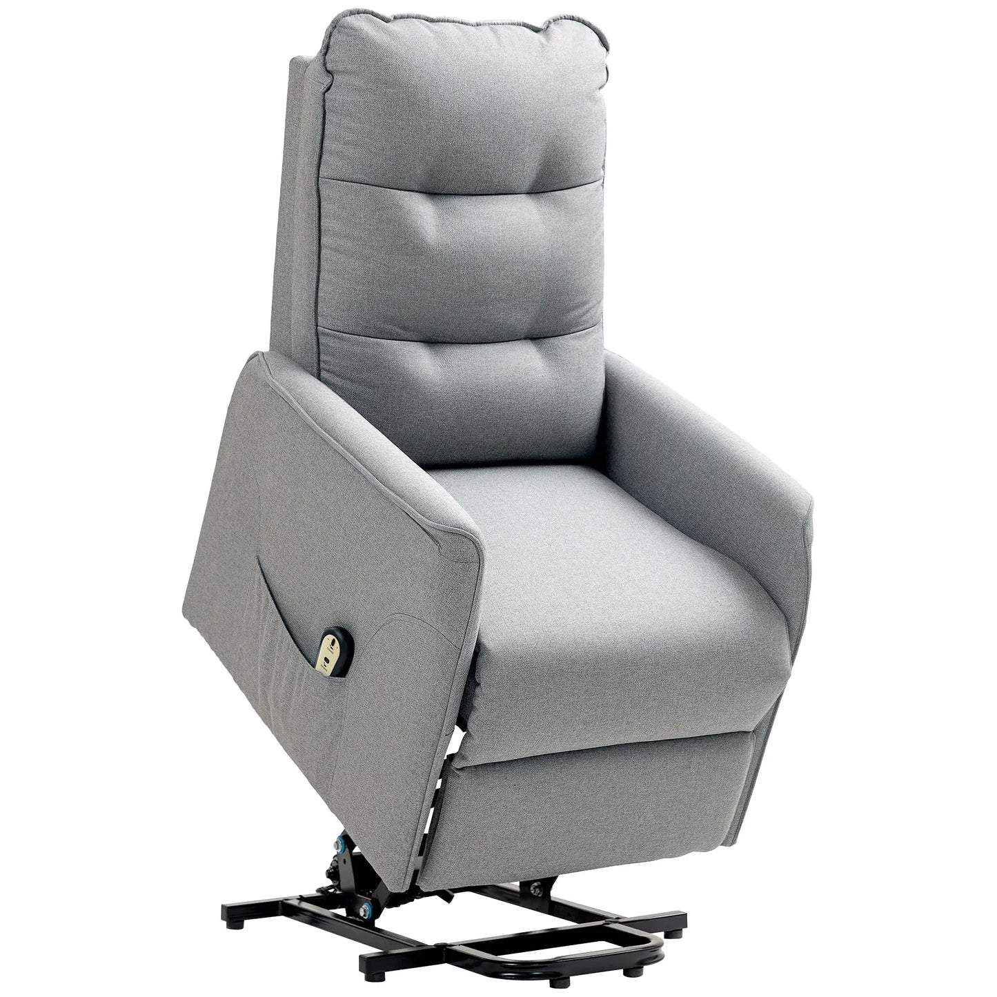 Nancy's Louredo Sta op Stoel - Seniorenstoel - Opsta Stoel - Relaxfauteuil - Grijs - Linnen