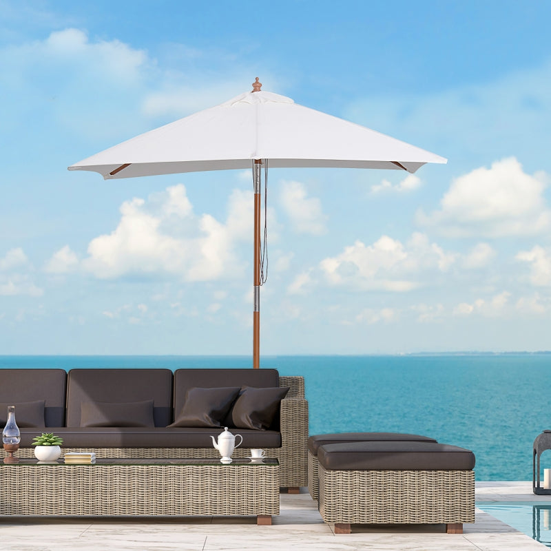 Nancy's Arvin Parasol - Parasol de jardin - Protection solaire - Pliable - 3 niveaux - Bois - Polyester - Crème - 200 x 150 cm