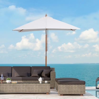 Nancy's Arvin Parasol - Tuinparasol - Zonwering - Opvouwbaar - 3 Niveaus - Hout - Polyester - Créme- 200 x 150 cm