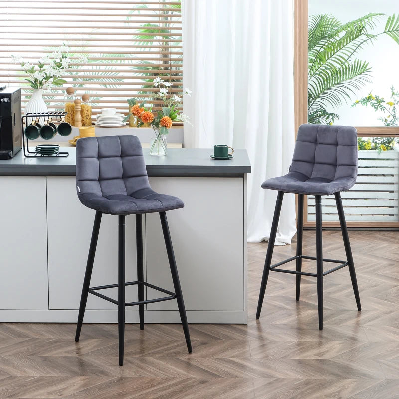 Nancy's Cambra Barkrukken - Barstoelen - Set van 2 - Grijs - 42 x 47 x 105 cm