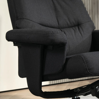 Nancy's Melres Relaxfauteuil met Voetenbankje - Relaxstoel - Fauteuil - Loungestoel - Zwart - Fluweel