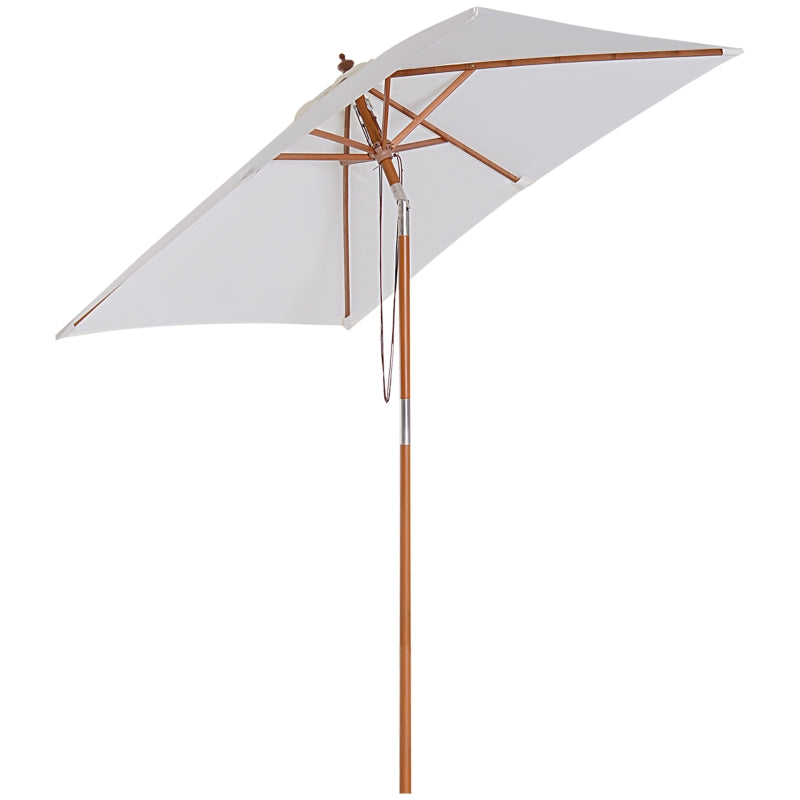 Nancy's Arvin Parasol - Parasol de jardin - Protection solaire - Pliable - 3 niveaux - Bois - Polyester - Crème - 200 x 150 cm