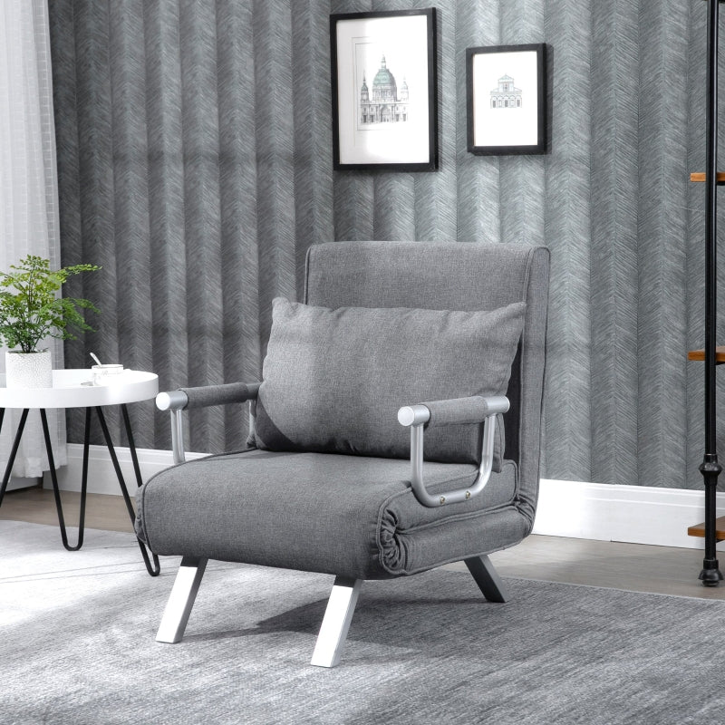 Fauteuil Nancy's Minneola Relax - Lit d'appoint - Chaise longue - 3-en-1 - Chaise Longue - polyester aspect lin - gris - 65 x 69 x 80 cm 