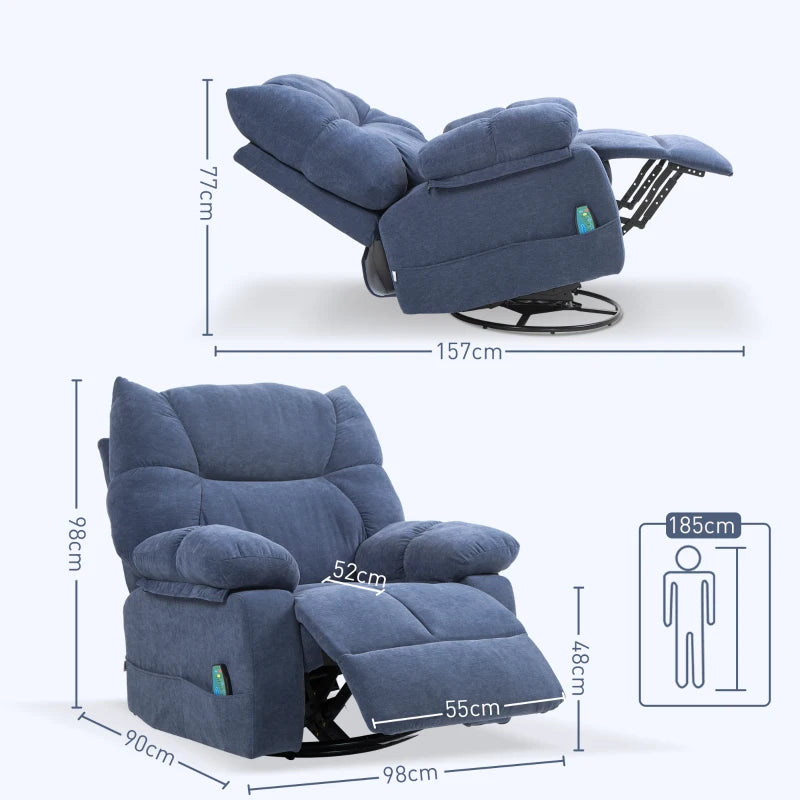 Nancy's Guardizela Massagestoel - Relaxfauteuil - Relaxstoel - Verstelbare Rugleuning - Draaibaar - Voetensteun - Blauw