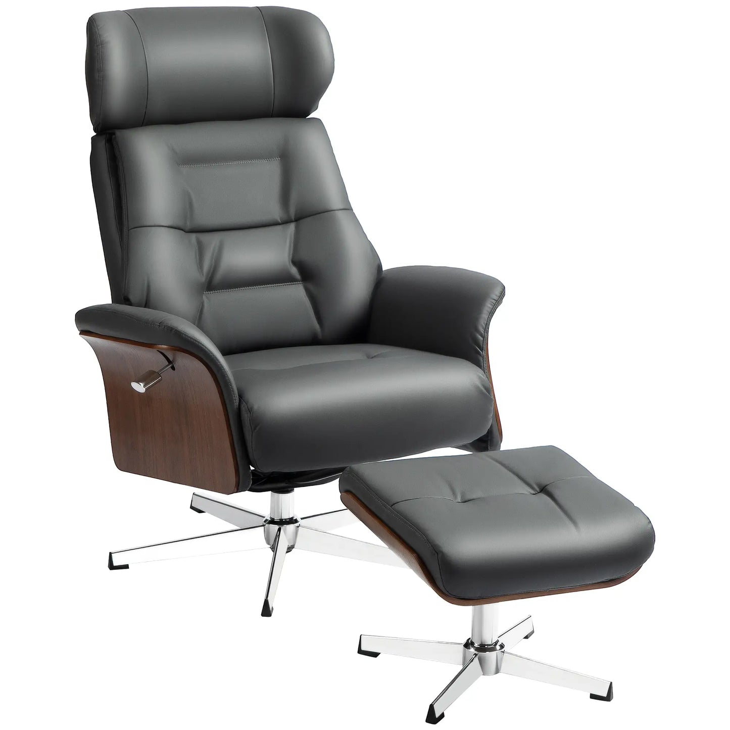 Nancy's Tortosendo Relaxfauteuil met Hocker - Relaxstoel - Loungestoel - Donkergrijs - Kunstleer