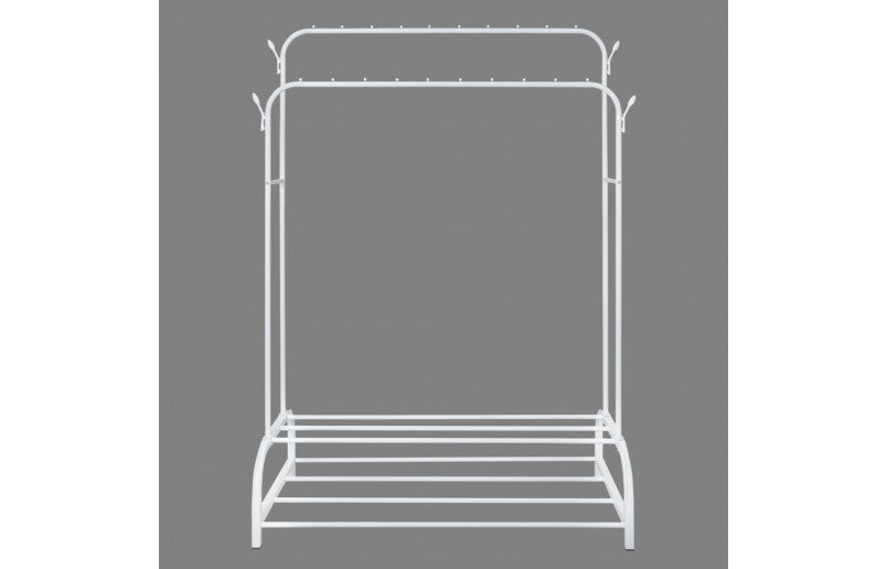 Eleganca Kledingrek met stangen en haken - Wit - Staal - 2 Schoenenplanken